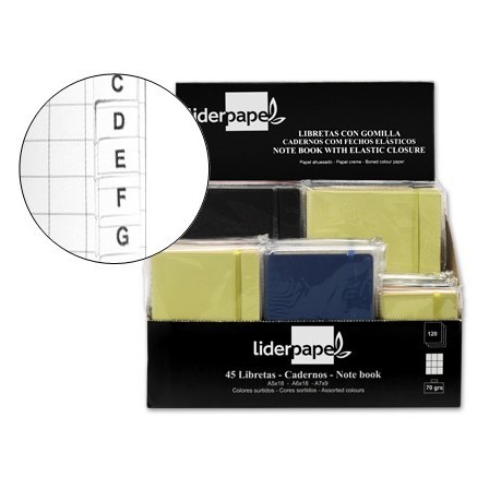LIBRETA LIDERPAPEL SIMIL PIEL 120 HOJAS 70G/M2 CUADRO 4MM + INDICE ...