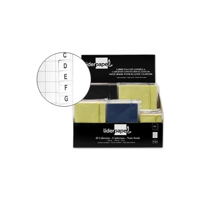 LIBRETA LIDERPAPEL SIMIL PIEL 120 HOJAS 70G/M2 CUADRO 4MM + INDICE ...