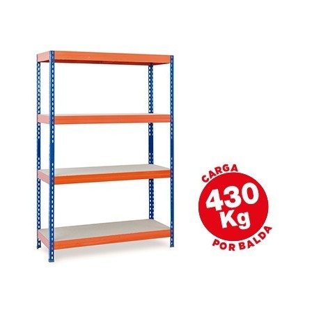 ESTANTERIA METALICA AR STORAGE 200X100X60CM 4 ESTANTES 430KG POR ES...
