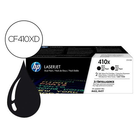 TONER HP JET PRO 410X M452 M477 NEGRO PACK DE 2 UNIDADES 6500 PAGINAS