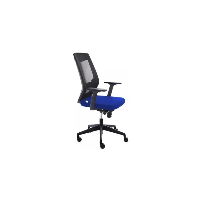 SILLA ROCADA DE OFICINA CON BRAZOS TAPIZADA EN TELA IGNIFUGA AZUL Y...