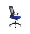 SILLA ROCADA DE OFICINA CON BRAZOS TAPIZADA EN TELA IGNIFUGA AZUL Y...