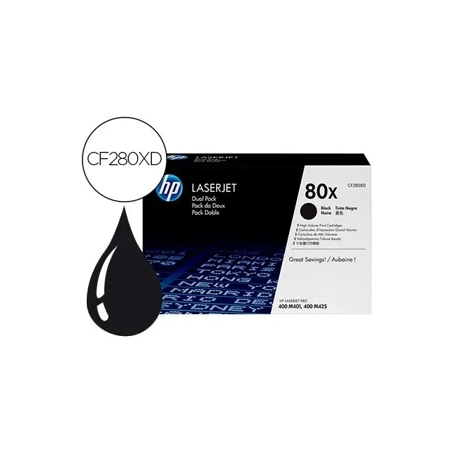 TONER HP JET PRO 80X M401 M425 NEGRO PACK DE 2 UNIDADES 6900 PAGINAS