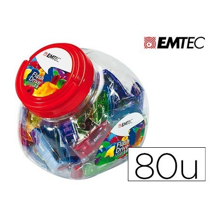 MEMORIA USB EMTEC FLASH 32GB 2.0 BOMBONERA 80 UNIDADES COLORES SURT...