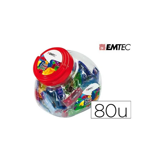 MEMORIA USB EMTEC FLASH 32GB 2.0 BOMBONERA 80 UNIDADES COLORES SURT...