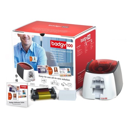 IMPRESORA DE TARJETA BADGY 100 INCLUYE CINTA 50 TARJETAS Y PROGRAMA...