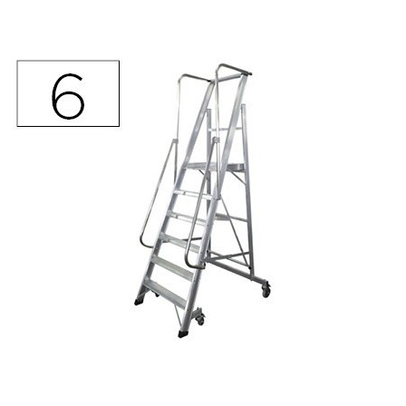 ESCALERA MOVIL KTL DE ALUMINIO CON PLATAFORMA Y GUARDACUERPOS PLEGA...
