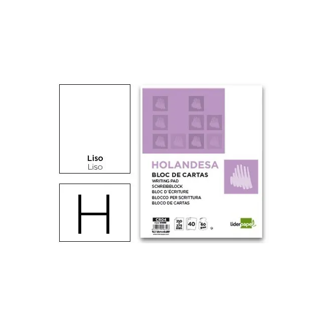 BLOC DE CARTAS LIDERPAPEL LISO HOLANDESA 40 HOJAS 60G/M2