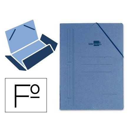 CARPETA LIDERPAPEL GOMAS FOLIO3 SOLAPAS CARTON COMPACTO AZUL