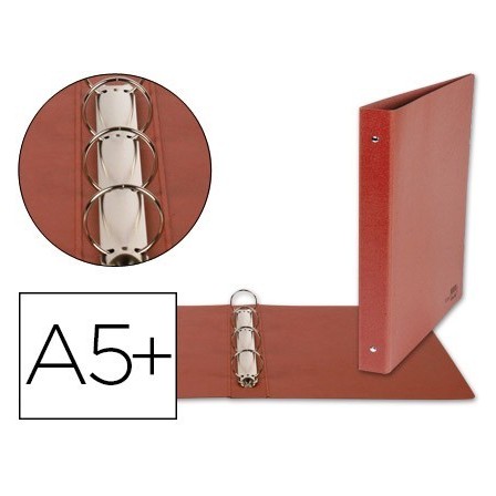 CARPETA DE 4 ANILLAS 25MM REDONDAS LIDERPAPEL CUARTO CARTON CUERO
