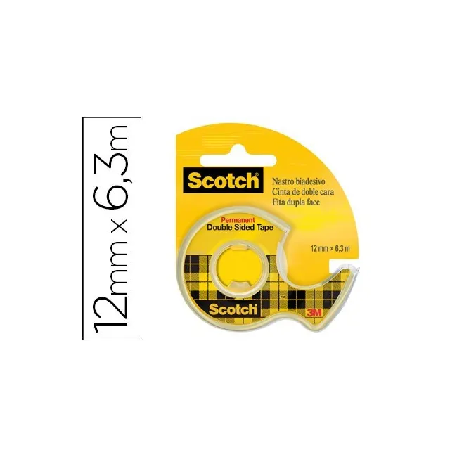 CINTA ADHESIVA SCOTCH 136-D DOS CARAS 6,3 MT X 12 MM EN PORTARROLLO