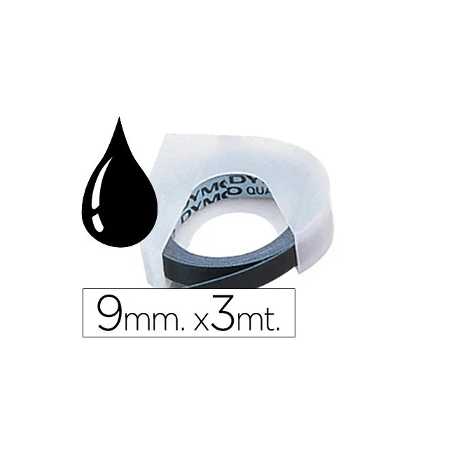 CINTA DYMO 9MM X 3MT NEGRA -TRADICIONAL