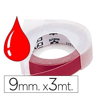 CINTA DYMO 9MM X 3MT ROJA -TRADICIONAL