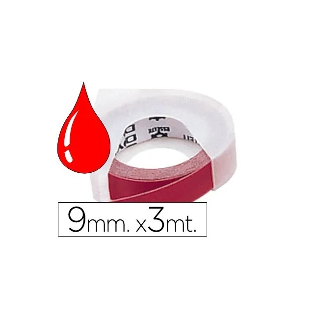 CINTA DYMO 9MM X 3MT ROJA -TRADICIONAL