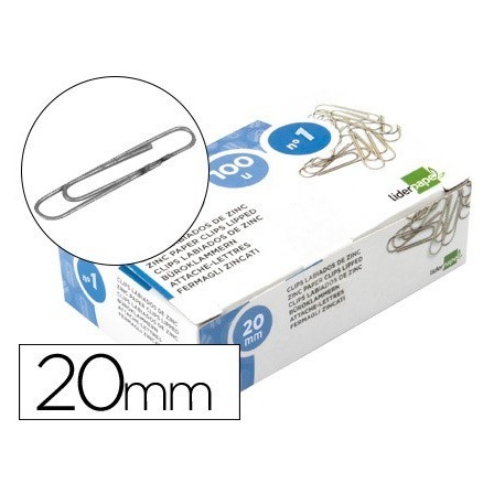 CLIPS LIDERPAPEL N. 1 LABIADOS20 MM CAJA DE 100 UNIDADES
