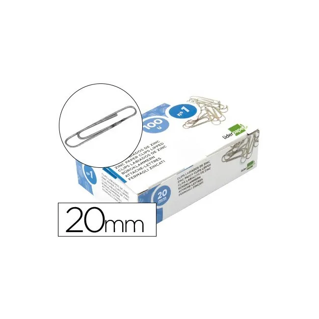 CLIPS LIDERPAPEL N. 1 LABIADOS20 MM CAJA DE 100 UNIDADES