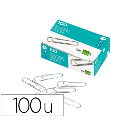 CLIPS LIDERPAPEL N. 3 LABIADOS43 MM CAJA DE 100 UNIDADES