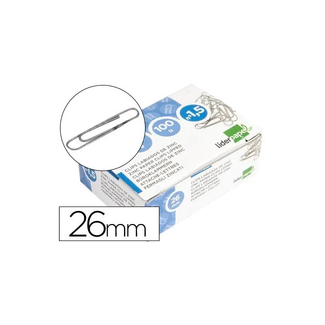 CLIPS LIDERPAPEL N. 1,5 LABIADOS 26 MM CAJA DE 100 UNIDADES