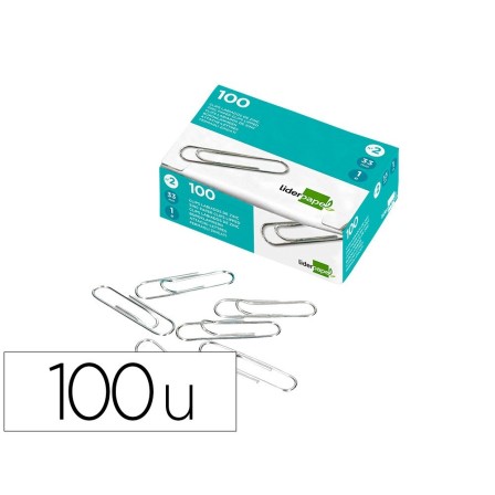 CLIPS LIDERPAPEL N. 2 LABIADOS33 MM CAJA DE 100 UNIDADES