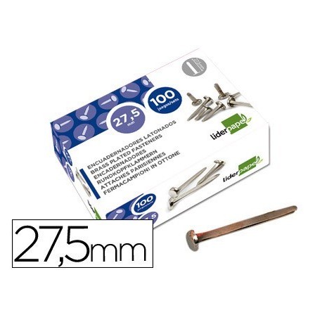 ENCUADERNADORES LIDERPAPEL N.6 27,5 MM -CAJA DE 100 NIQUELADOS