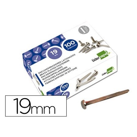 ENCUADERNADORES LIDERPAPEL N.3 19 MM -CAJA DE 100 NIQUELADOS
