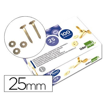 ENCUADERNADORES LIDERPAPEL 25 MM CON ARANDELA -LATONADOS -CAJA DE 100