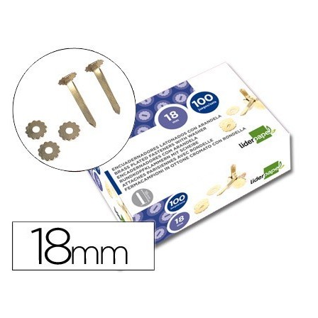 ENCUADERNADORES LIDERPAPEL 18 MM CON ARANDELA -LATONADOS -CAJA DE 100