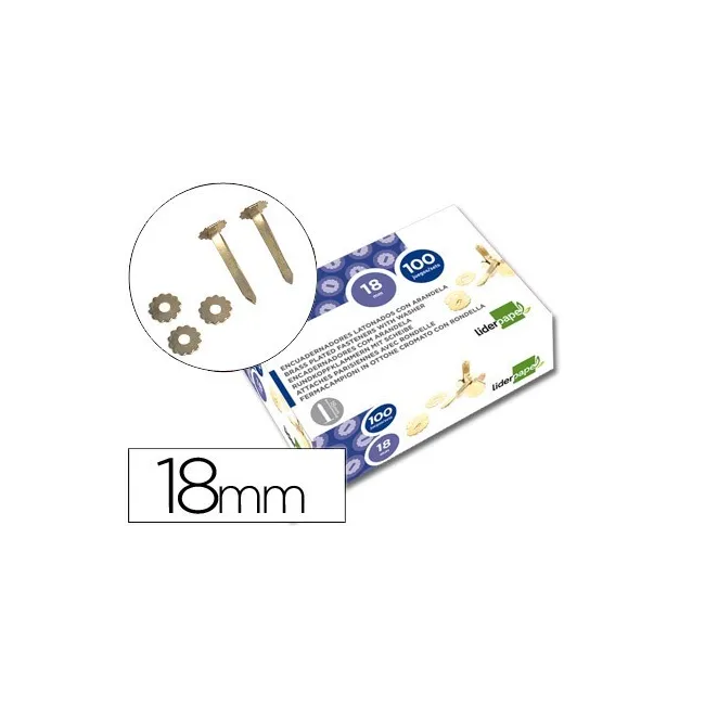 ENCUADERNADORES LIDERPAPEL 18 MM CON ARANDELA -LATONADOS -CAJA DE 100