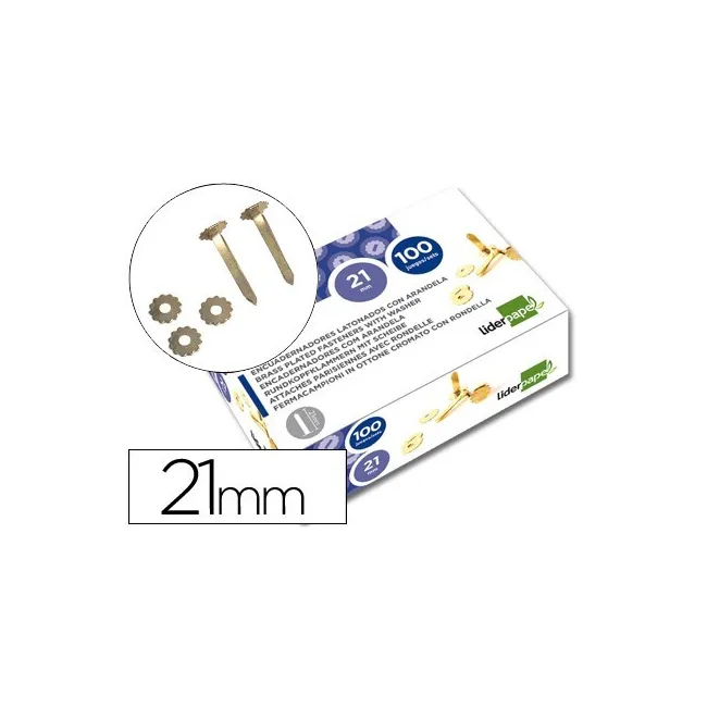 ENCUADERNADORES LIDERPAPEL 21 MM CON ARANDELA -LATONADOS -CAJA DE 100