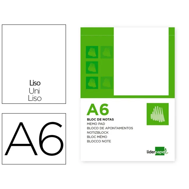 BLOC NOTAS LIDERPAPEL LISO A6 80 HOJAS 60G/M2 PERFORADO