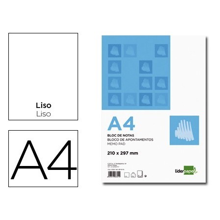 BLOC NOTAS LIDERPAPEL LISO A4 80 HOJAS 60G/M2
