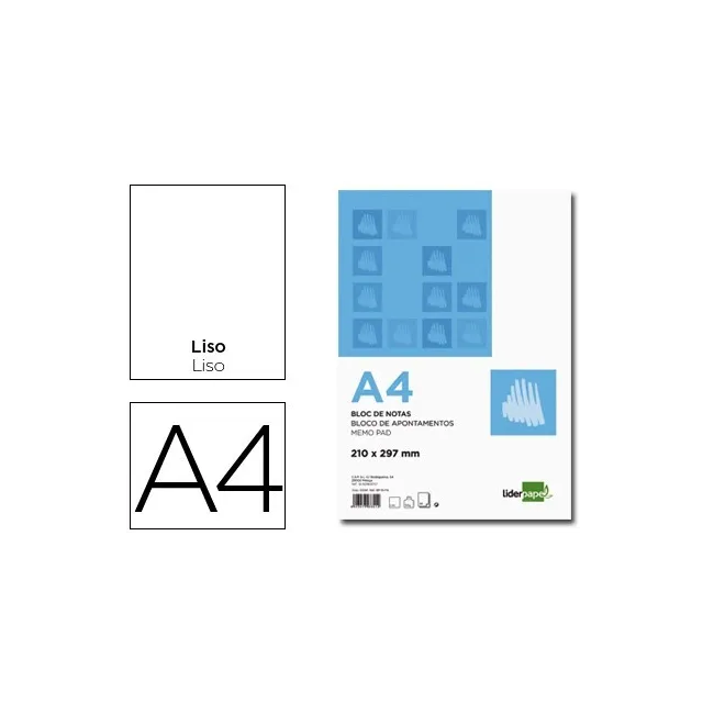BLOC NOTAS LIDERPAPEL LISO A4 80 HOJAS 60G/M2