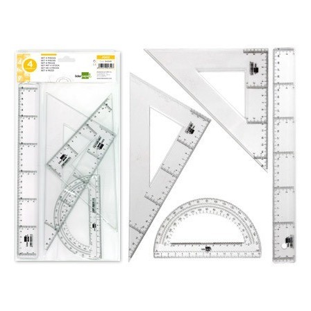 JUEGO ESCUADRA Y CARTABON 25CM REGLA 30CM Y SEMICIRCULO 15CM LIDERP...