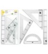 JUEGO ESCUADRA Y CARTABON 25CM REGLA 30CM Y SEMICIRCULO 15CM LIDERP...