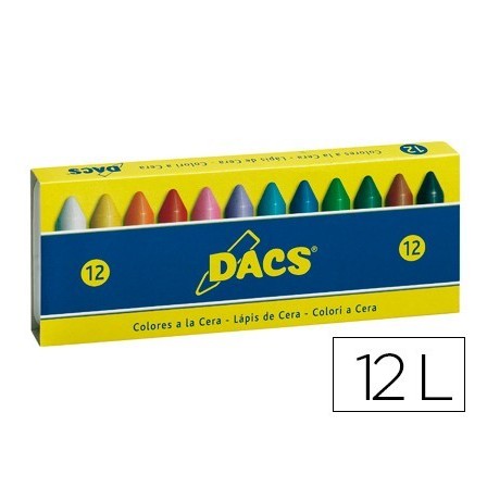 LAPICES CERA DACS CAJA DE 12 COLORES