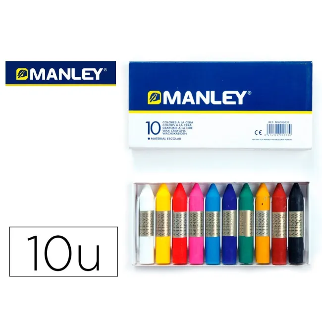 LAPICES CERA MANLEY -CAJA DE 10 COLORES REF.110