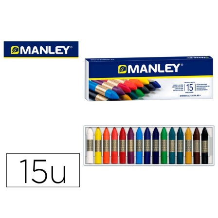 LAPICES CERA MANLEY -CAJA DE 15 COLORES REF.115