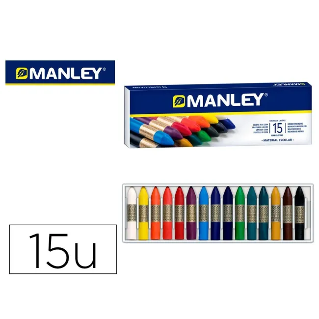 LAPICES CERA MANLEY -CAJA DE 15 COLORES REF.115