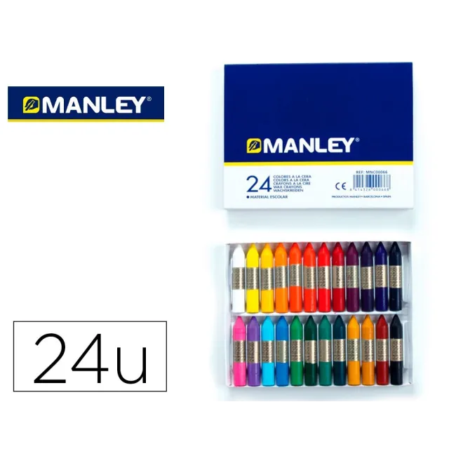 LAPICES CERA MANLEY -CAJA DE 24 COLORES REF.124