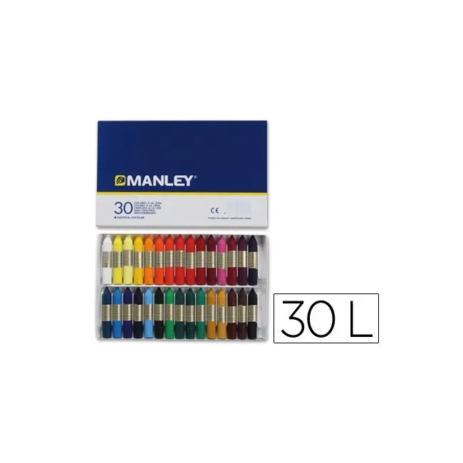 LAPICES CERA MANLEY -CAJA DE 30 COLORES