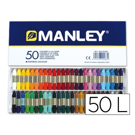 LAPICES CERA MANLEY -CAJA DE 50 COLORES REF.150
