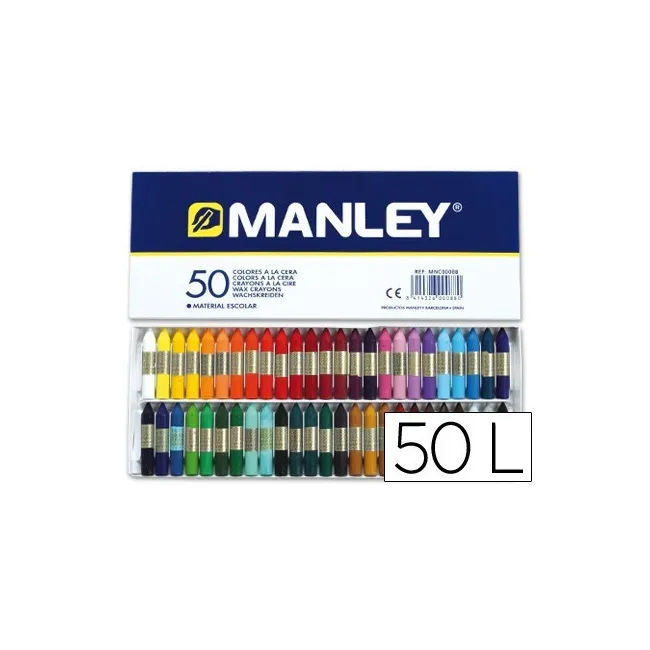LAPICES CERA MANLEY -CAJA DE 50 COLORES REF.150