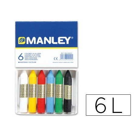LAPICES CERA MANLEY -CAJA DE 6 COLORES REF.106