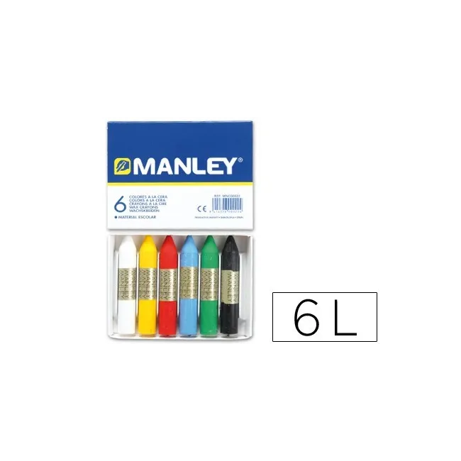 LAPICES CERA MANLEY -CAJA DE 6 COLORES REF.106