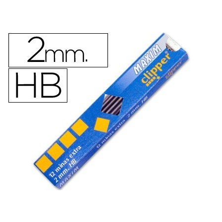 MINAS MAXIM GRAFITO PAPER MATE DE 2 MM -ESTUCHE DE 12 MINAS