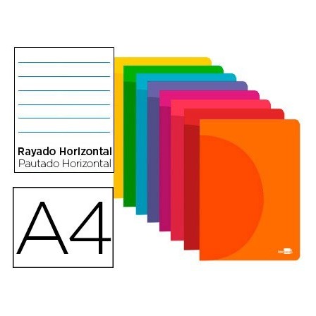 LIBRETA LIDERPAPEL 360 TAPA DE PLASTICO A4 48 HOJAS 90G/M2 HORIZONT...