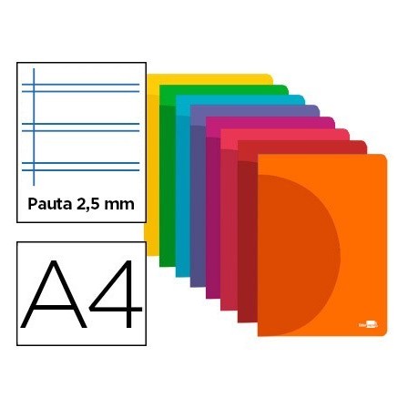 LIBRETA LIDERPAPEL 360 TAPA DE PLASTICO A4 48 HOJAS 90G/M2 PAUTA 5 ...