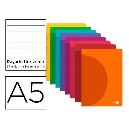 LIBRETA LIDERPAPEL 360 TAPA DE PLASTICO A5 48 HOJAS 90G/M2 HORIZONT...