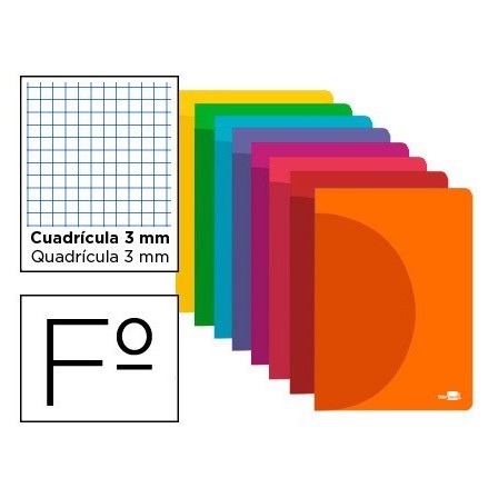 LIBRETA LIDERPAPEL 360 TAPA DE PLASTICO A4 48 HOJAS 90G/M2 CUADRO 3...