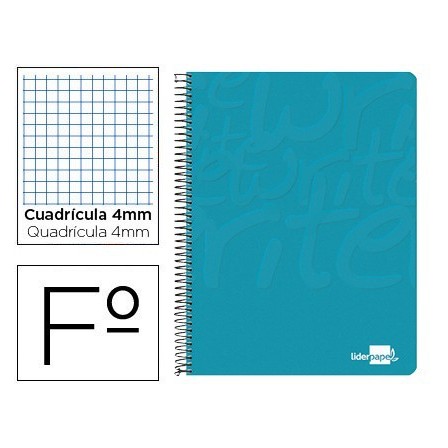 CUADERNO ESPIRAL LIDERPAPEL FOLIO WRITE TAPA BLANDA 80H 60GR CUADRO...